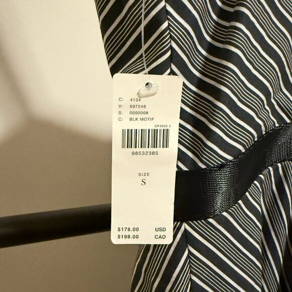 NWT By Anthropologie Black & White Stripe Square-Neck Asymmetric Romper Dress S - Picture 14 of 16